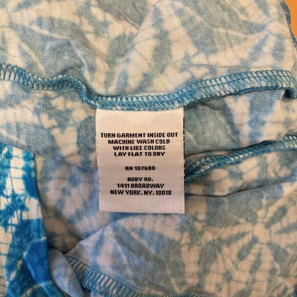 Ruby Rd Blue White & MultiColor Geometric Short Sleeve Blouse Size Medium - Picture 9 of 9